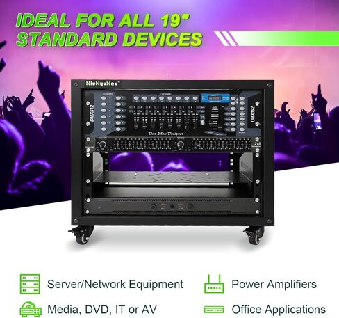 حامل رف خزانة دوار 8U مع عجلات، رف إطار مفتوح للصوت والفيديو، DJ، المسرح المنزلي، الشبكة، الخادم، الكمبيوتر in Kuwait