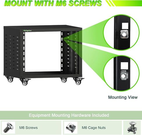 حامل رف خزانة دوار 8U مع عجلات، رف إطار مفتوح للصوت والفيديو، DJ، المسرح المنزلي، الشبكة، الخادم، الكمبيوتر in Kuwait