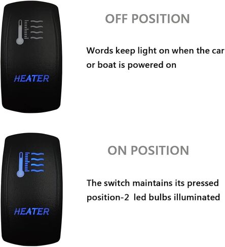 Blue Led Heater Rocker Switch with Jumper Wires 5Pin ON-Off SPST Toggle Switch for The ARB/Carling/NARVA UTV 4x4 Caravan Jeep Trailer RV SUV 12V/20A 24V/10A in Saudi Arabia