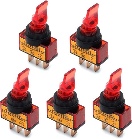 12V DC 20A Two Position ON/Off 3P SPST 0.47" Mount Illuminated Flick Toggle Switch for Car Boat Marine Auto Motorcycle Pack of 4 (Mix Color) in Kuwait