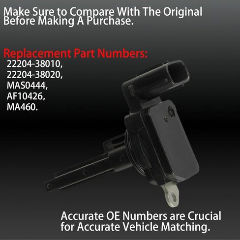22204-38010 MAF مستشعر تدفق الهواء الشامل متوافق مع 2008-2016 لكزس LS600H 5.0L، 2007-2017 لكزس LS460 4.6L، 2008-2011 لكزس GS460 4.6L، 22204-38020 MA460 AF10426 MAS0444 in Kuwait