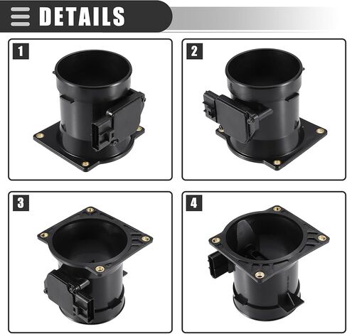 مقياس مستشعر تدفق الهواء Motoforti، استبدال تدفق الهواء بمستشعر MAF، لسيارة Ford F-150 1999-2003، بلاستيك، رقم XL3F12B579BA، أسود in Kuwait