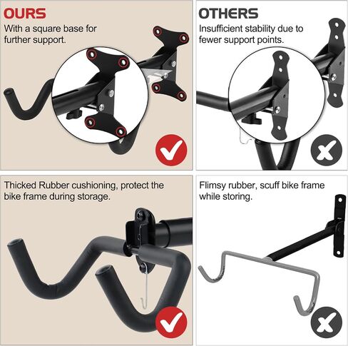 Cyfie Bike Rack Wall Mount Hanger, Horizontal Bicycle Garage Storage Hooks Indoor Bike Holder for Haning Mountain Road Bike in Apartment (2 Pack) in Saudi Arabia