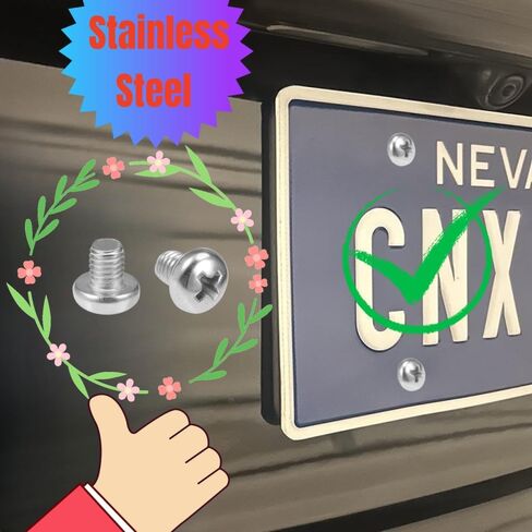 براغي لوحة الترخيص لموديلات B MW وTesla، 18-8 براغي لوحة ترخيص من الفولاذ المقاوم للصدأ، مسمار M5 (8 عبوات فضية) in Kuwait