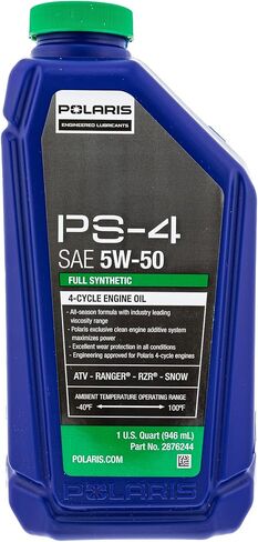 Polaris PS-4 All-Season 4 Cycle 5W-50 زيت صناعي كامل لـ RANGER، GENERAL، RZR، Sportsman، Scrambler، ACE مع محرك رباعي الأشواط، لـ UTV SxS ATV، 1 كوارت، الكمية 1-2876244 in Saudi Arabia