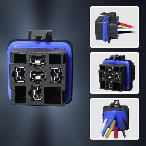 4-PIN 40/30 AMP 12 V DC مجموعة أدوات التتابع المقاومة للماء - أسلاك نحاسية معلب شديدة التحمل 12 AWG، مرحلات السيارات للقوارب ومروحة السيارات 4-PIN SPST 12V مجموعة تسخير مرحل السيارات in Kuwait