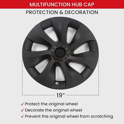 ROADARMOUR (الأعمال التجارية الأمريكية) FitsTesla Model Y، غطاء عجلة Hubcap أسود غير لامع مقاس 19 بوصة (4 قطع) تحسين طويل المدى طراز Uberturbine 2017-2023 نموذج Y استبدال العجلة الهوائية من HOMELAND HARDWARE in Kuwait