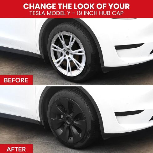 ROADARMOUR (الأعمال التجارية الأمريكية) FitsTesla Model Y، غطاء عجلة Hubcap أسود غير لامع مقاس 19 بوصة (4 قطع) تحسين طويل المدى طراز Uberturbine 2017-2023 نموذج Y استبدال العجلة الهوائية من HOMELAND HARDWARE in Kuwait