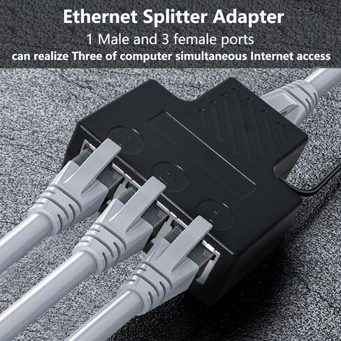 موزع إيثرنت 1 إلى 3، مقسم RJ45، سرعة عالية 1 ذكر إلى 3 أنثى (يعمل في وقت واحد ثلاثة أجهزة كمبيوتر) موزع إنترنت مع كابل طاقة USB لكابل Cat5، Cat5e، Cat6، Cat7، Cat8 in Kuwait