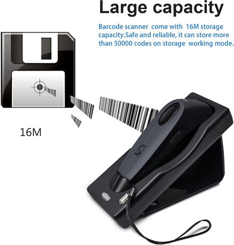 Bluetooth Wireless Handheld Barcode Scanner with Base 2.4G Wireless+USB Wired 1D 2D Barcode Scanner QR PDF417 Data Matrix UPC Rechargeable Bar Code Scanner for Laptops/PC/Android/Apple iOS in Saudi Arabia