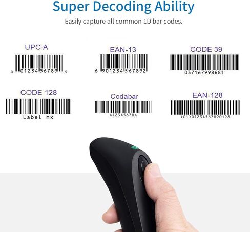 Bluetooth Wireless Handheld Barcode Scanner with Base 2.4G Wireless+USB Wired 1D 2D Barcode Scanner QR PDF417 Data Matrix UPC Rechargeable Bar Code Scanner for Laptops/PC/Android/Apple iOS in Saudi Arabia