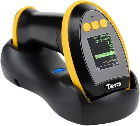 Tera Barcode Scanner with Digital Setting Screen & Keypad, Pro Version Extra Fast Scanning Speed, Works with Bluetooth 2.4G Wireless & USB Wired, 1D 2D QR Handheld Bar Code Reader Model HW0009 Blue in Saudi Arabia