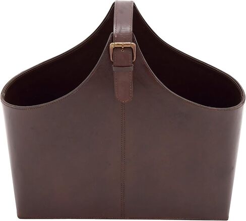 Deco 79 Rustic Leather Magazine Holder, 16" W/14 H, Brown in Saudi Arabia
