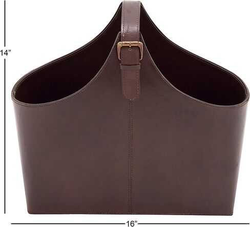 Deco 79 Rustic Leather Magazine Holder, 16" W/14 H, Brown in Saudi Arabia