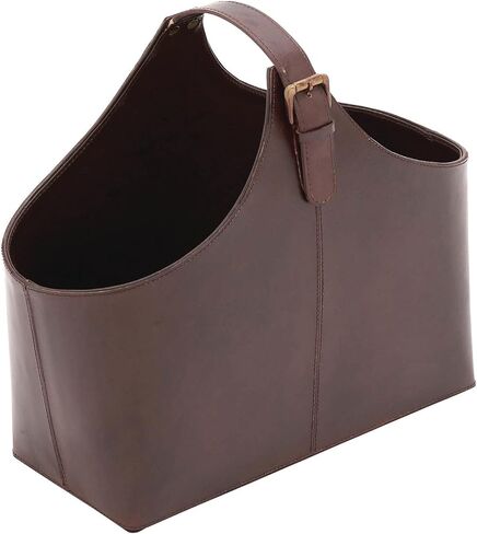 Deco 79 Rustic Leather Magazine Holder, 16" W/14 H, Brown in Saudi Arabia
