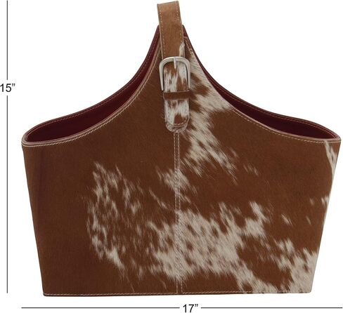 Deco 79 Rustic Leather Magazine Holder, 16" W/14 H, Brown in Saudi Arabia