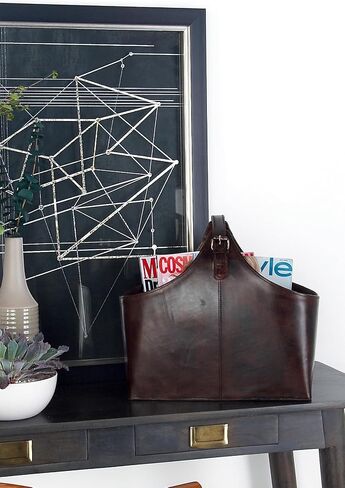 Deco 79 Rustic Leather Magazine Holder, 16" W/14 H, Brown in Saudi Arabia