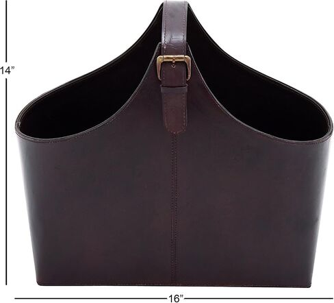 Deco 79 Rustic Leather Magazine Holder, 16" W/14 H, Brown in Saudi Arabia