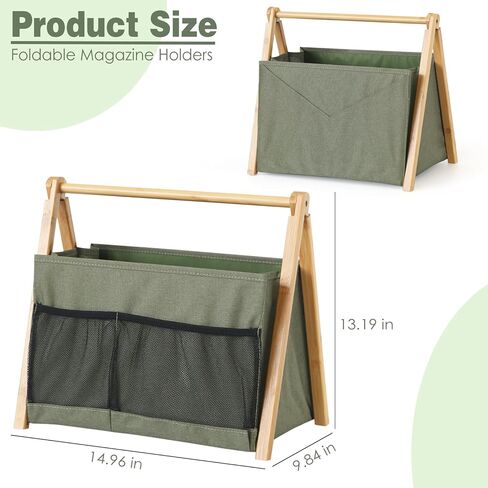 حامل مجلات، رف مجلات على الأرض، قوي قابل للطي، صناديق كتب خشبية مع جيب لسلة المجلات لملفات كتاب الصحف، منظم مجلات قوي للحمام / غرفة المعيشة / المنزل (أبيض) in Kuwait