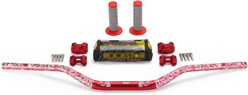 1 1/8 مقود سميك مع دعامات مقابض للقضيب. تناسب RAPTOR700 TBR7 YZ85 CR85 RM250 CRF250 YZ250 KX250 وما إلى ذلك. الدراجة الترابية ATV (أسود + أبيض) in Kuwait