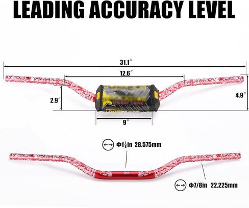 1 1/8 مقود سميك مع دعامات مقابض للقضيب. تناسب RAPTOR700 TBR7 YZ85 CR85 RM250 CRF250 YZ250 KX250 وما إلى ذلك. الدراجة الترابية ATV (أسود + أبيض) in Kuwait