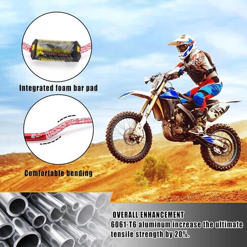 1 1/8 مقود سميك مع دعامات مقابض للقضيب. تناسب RAPTOR700 TBR7 YZ85 CR85 RM250 CRF250 YZ250 KX250 وما إلى ذلك. الدراجة الترابية ATV (أسود + أبيض) in Kuwait