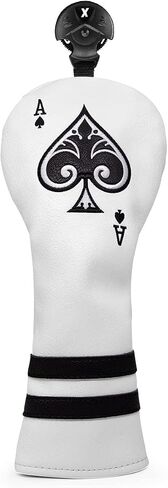 غطاء رأس واقي للرأس من Golf Ace Wood Club - 3 قطع أو قطعة واحدة من غطاء رأس الجولف - غطاء رأس لسائقي الجولف / غطاء غابات الممر / غطاء رأس الإنقاذ الهجين - غطاء نادي جولف من الجلد الأبيض للرجال لاعبي الجولف in Saudi Arabia