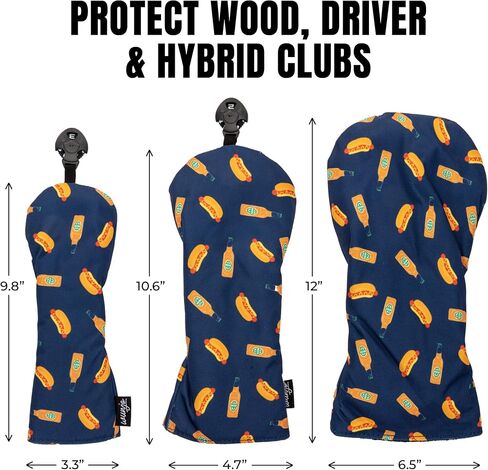 Golf Head Covers - Headcovers for Woods and Driver Golf Clubs with Matching Microfiber Towel and Rotatable Id Tags (3 Covers) in Saudi Arabia