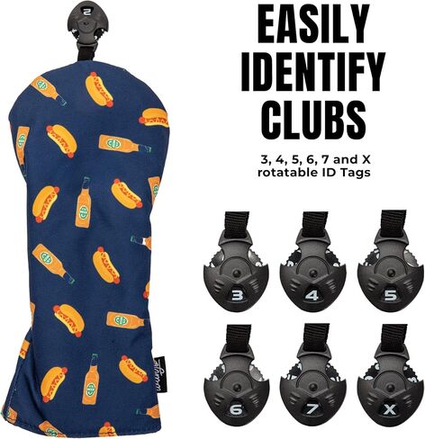 Golf Head Covers - Headcovers for Woods and Driver Golf Clubs with Matching Microfiber Towel and Rotatable Id Tags (3 Covers) in Saudi Arabia