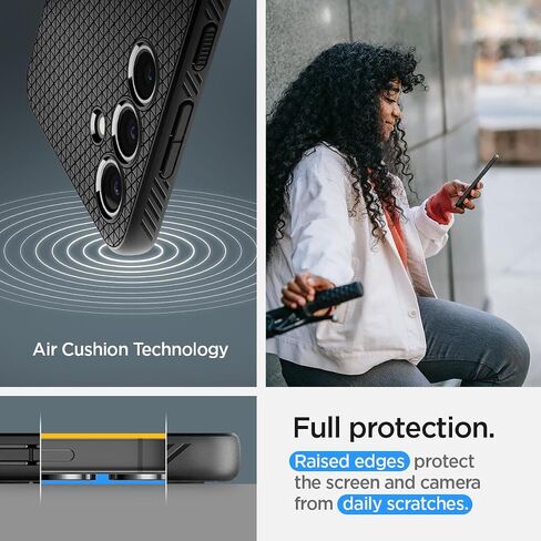 Spigen Liquid Air مصمم لحافظة Galaxy S24 (2024)، [حماية من الدرجة العسكرية] - أسود مطفي in Kuwait