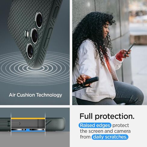 Spigen Liquid Air مصمم لحافظة Galaxy S24 (2024)، [حماية من الدرجة العسكرية] - أسود مطفي in Saudi Arabia