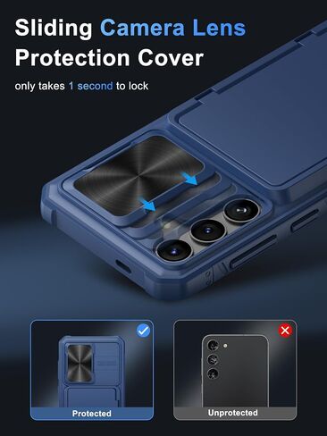 Vihibii for Samsung Galaxy S24 Ultra Case with Card Holder (4 Cards) & Slide Camera Cover & Kickstand, Shockproof Rugged Hard Back & TPU Soft Edge Wallet Case for Galaxy S24 Ultra 5G 6.8" 2024, Black in Saudi Arabia