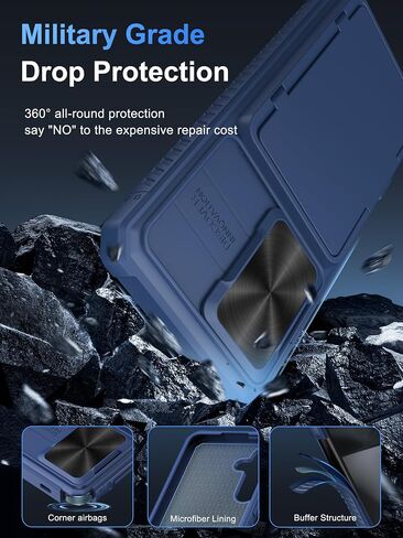 Vihibii for Samsung Galaxy S24 Ultra Case with Card Holder (4 Cards) & Slide Camera Cover & Kickstand, Shockproof Rugged Hard Back & TPU Soft Edge Wallet Case for Galaxy S24 Ultra 5G 6.8" 2024, Black in Saudi Arabia