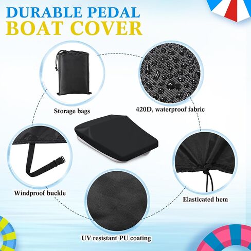 Boat Cover Support Pole System, 2 Pcs Waterproof Boat Covers and 2 Pcs Adjustable Boat Cover Support Poles, Height 12''-54'', Boat Cover with Support Poles for Pedal Pontoon Boat, Black in Saudi Arabia