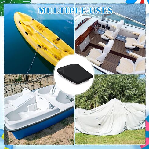 Boat Cover Support Pole System, 2 Pcs Waterproof Boat Covers and 2 Pcs Adjustable Boat Cover Support Poles, Height 12''-54'', Boat Cover with Support Poles for Pedal Pontoon Boat, Black in Saudi Arabia