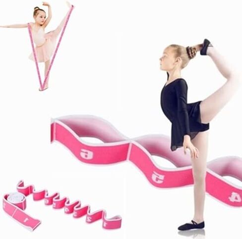 حزام مطاطي للأطفال باللون الوردي والأبيض، شريط مطاطي للتدريب على الرقص للأطفال، أشرطة مطاطية، حزام مطاطي مع حلقات للمرونة، سجادة اليوجا، أشرطة حمل، حامل التشجيع، تمرين الساق، اليوجا in Kuwait