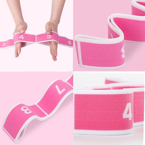 حزام مطاطي للأطفال باللون الوردي والأبيض، شريط مطاطي للتدريب على الرقص للأطفال، أشرطة مطاطية، حزام مطاطي مع حلقات للمرونة، سجادة اليوجا، أشرطة حمل، حامل التشجيع، تمرين الساق، اليوجا in Kuwait