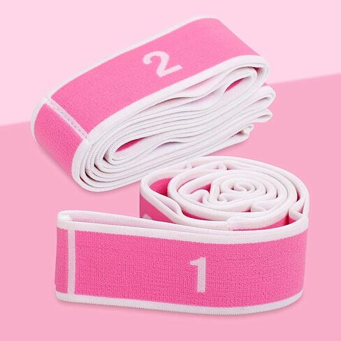 حزام مطاطي للأطفال باللون الوردي والأبيض، شريط مطاطي للتدريب على الرقص للأطفال، أشرطة مطاطية، حزام مطاطي مع حلقات للمرونة، سجادة اليوجا، أشرطة حمل، حامل التشجيع، تمرين الساق، اليوجا in Kuwait