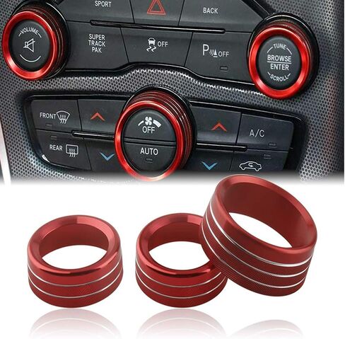 Climate Control Knob Covers for Dodge Charger,Challenger - Billet Aluminum HVAC A/C Radio Tuner Knob Button Switch Trim Cover Compatible with Dodge Charger/Challenger (2015-UP) - Pink in Saudi Arabia