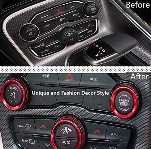 Climate Control Knob Covers for Dodge Charger,Challenger - Billet Aluminum HVAC A/C Radio Tuner Knob Button Switch Trim Cover Compatible with Dodge Charger/Challenger (2015-UP) - Pink in Saudi Arabia