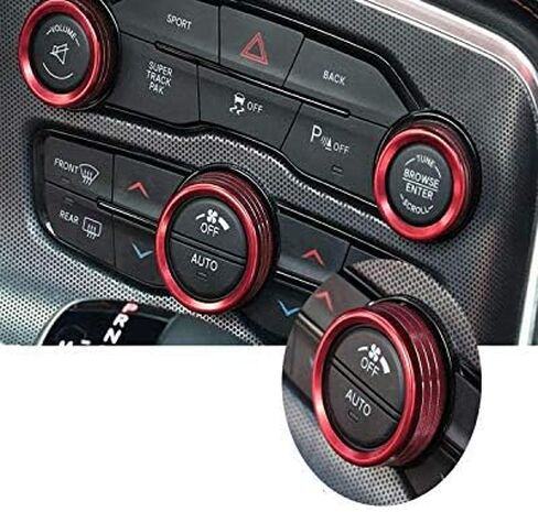 Climate Control Knob Covers for Dodge Charger,Challenger - Billet Aluminum HVAC A/C Radio Tuner Knob Button Switch Trim Cover Compatible with Dodge Charger/Challenger (2015-UP) - Pink in Saudi Arabia
