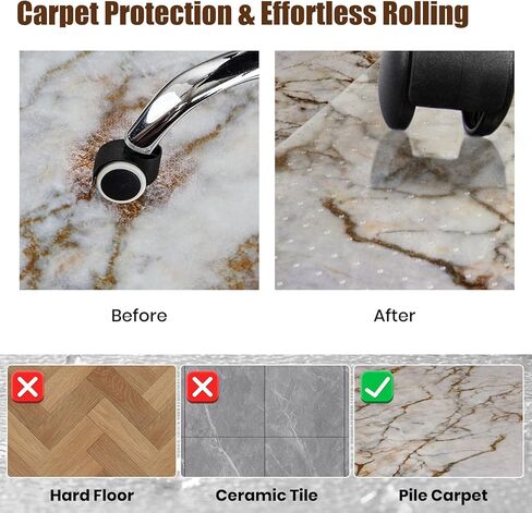 Floor Mat for Office Chair on Carpet,Non-Slip rug 36" X 47" with Lip,Transparent Plastic Carpet Protector, Heavy Duty Desk Rug for Rolling Chair,Gaming Chair Mat for Carpet,Easy to Clean in Kuwait