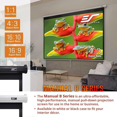 دليل شاشات النخبة B 110 بوصة شاشة عرض قابلة للسحب يدويًا 4K 8K 3D Ultra HDR HD جاهزة للمسرح المنزلي شاشة عرض ألعاب الأفلام، M110H in Saudi Arabia