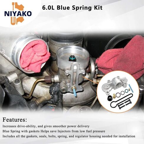 6.0L Blue Spring Kit Upgrade Fuel Pressure Regulator Kit Replacement # 𝟗𝟎𝟒-𝟐𝟑𝟗 𝟑𝐂𝟑𝐙-𝟗𝐓𝟓𝟏𝟕-𝐀𝐆 𝟑𝐂𝟑𝐙𝟗𝐓𝟓𝟏𝟕𝐀𝐆 Fit 2003-2007 Excursion F250 F350 F450 F550 in Saudi Arabia