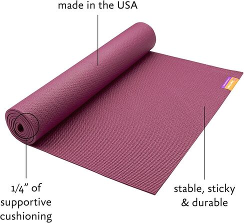 Hugger Mugger Tapas Ultra Yoga Mat - Outstanding 1/4″ Soft Cushion, Lightweight, Made in the USA Sticky Mat, Durable and Long-Lasting in Saudi Arabia