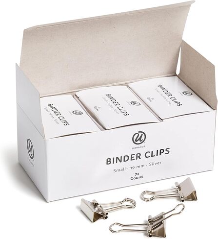 U Brands Small Binder Clips, Metallic Silver, Office Organization Supplies, 19mm, 72 Count in Saudi Arabia