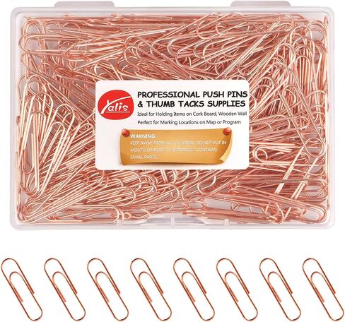 مشبك ورق ذهبي وردي 200 قطعة مشبك ورق من أسلاك الفولاذ ذو لمسة نهائية ناعمة 1.1 بوصة / 28 مم حجم متوسط ​​لتنظيم المستندات وتصنيف اللوازم المكتبية in Kuwait