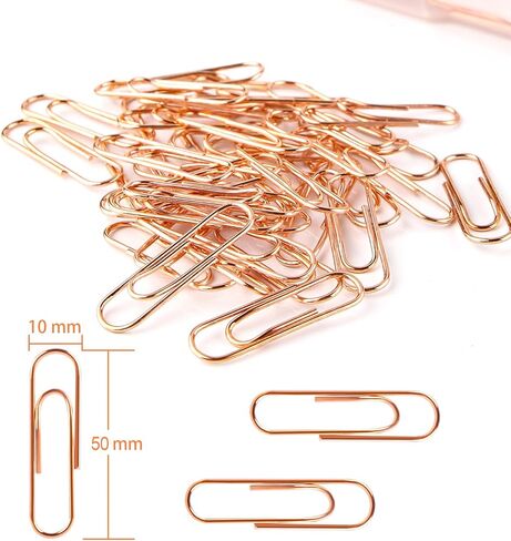 مشبك ورق ذهبي وردي 200 قطعة مشبك ورق من أسلاك الفولاذ ذو لمسة نهائية ناعمة 1.1 بوصة / 28 مم حجم متوسط ​​لتنظيم المستندات وتصنيف اللوازم المكتبية in Kuwait