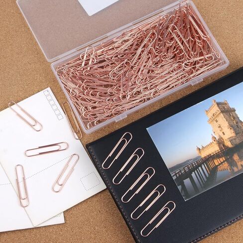 مشبك ورق ذهبي وردي 200 قطعة مشبك ورق من أسلاك الفولاذ ذو لمسة نهائية ناعمة 1.1 بوصة / 28 مم حجم متوسط ​​لتنظيم المستندات وتصنيف اللوازم المكتبية in Kuwait
