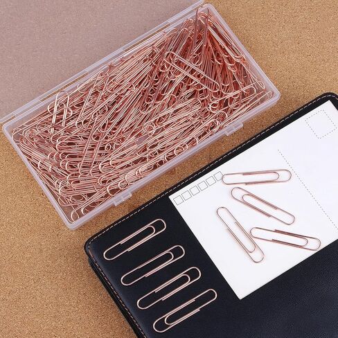 مشبك ورق ذهبي وردي 200 قطعة مشبك ورق من أسلاك الفولاذ ذو لمسة نهائية ناعمة 1.1 بوصة / 28 مم حجم متوسط ​​لتنظيم المستندات وتصنيف اللوازم المكتبية in Kuwait